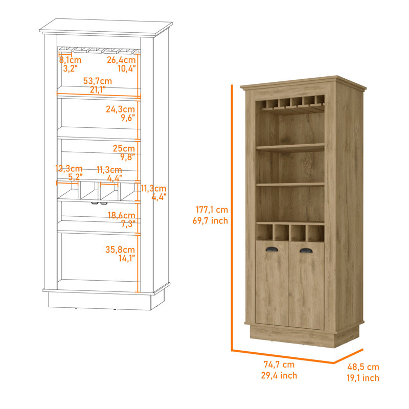 Ashur 29.4'' Bar Cabinet, Beige