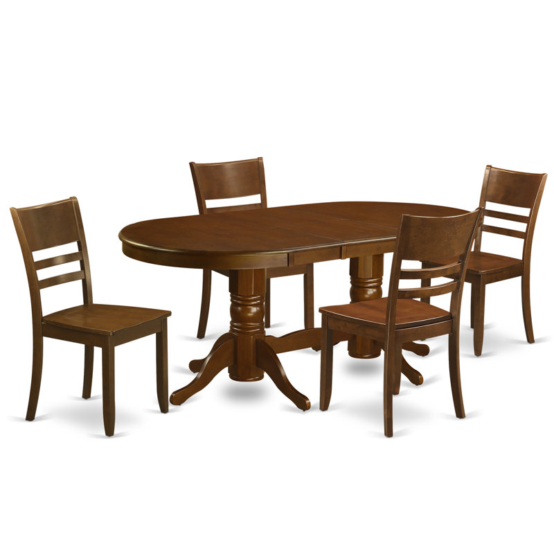 5 Piece Dining Room Table Set Includes an Oval Kitchen Table with Butterfly Leaf and 4 Dining Chairs, Espresso