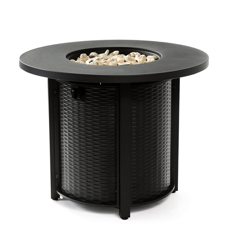 32Inch Steel Fire Pit Table, And Heat- For Outdoor Use Spaces, 24.91" H x 30.89" W x 31.19" D, Black