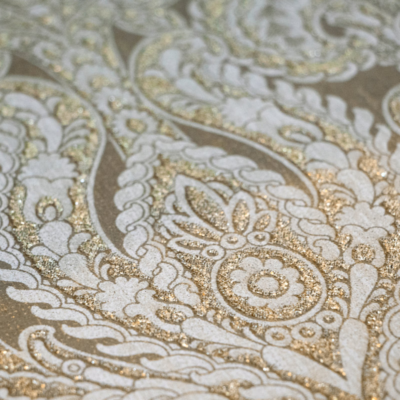 Adonea Aphrodite Glass Beads 3D Embossed 33' L x 21" W Wallpaper Roll, Brown Gold
