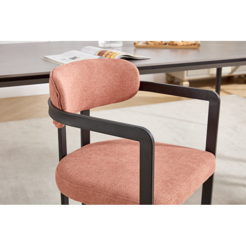 Ensemble de 2 chaises de salle à manger modernes rembourrées avec pieds en métal noir Boucle, Orange