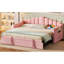 Lit de jour simple rose rembourré en velours doux, avec couchette escamotable, et charge de type C, et poches latérales pour les livres