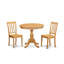 L'ensemble de table de salle à manger 3 pièces comprend 1 table de salle à manger en bois et 2 chaises de salle à manger en chêne de style Mid-Century avec dossier à lattes - finition chêne-994833267-994833265-994833264