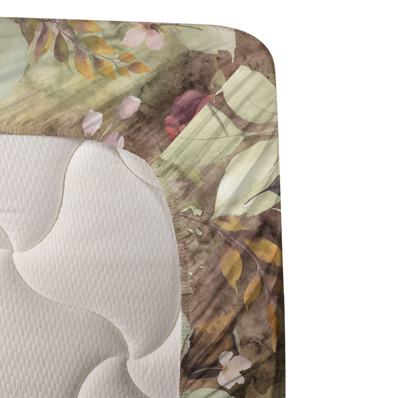 Ambesonne Watercolor Botany Sheet Set 4 Pcs Retro Boho Bloom, Twin Sheet Set with 1 Pillowcase