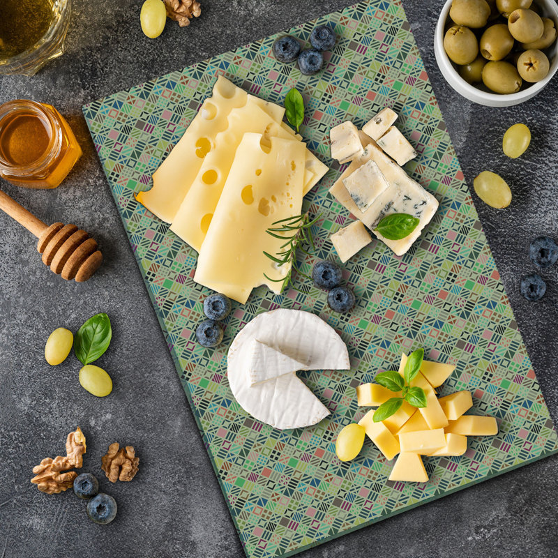 Ambesonne Geometric Cutting Board Large Size Patchwork Art Rhombus Multicolor