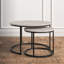 Ensemble de 2 tables gigognes rondes, tables basses empilables grises avec cadre en métal pour le salon-754726714