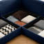 Canapé moderne en tissu avec chenille bleue et rangement, 2 sièges rembourrés élégants