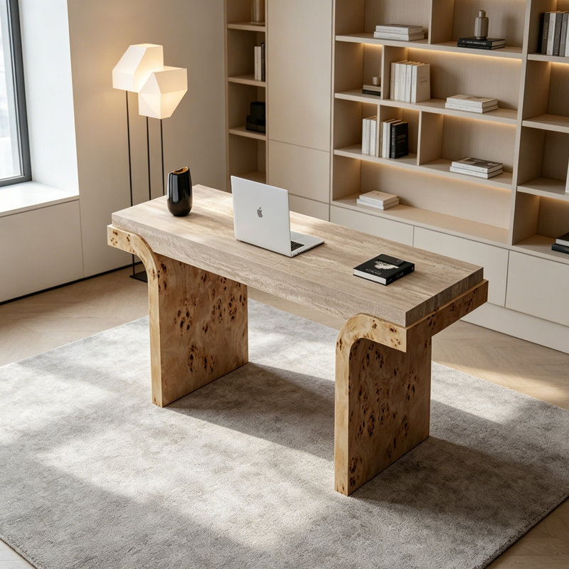 Creative Design Durable Rock Slab Rectangular Desk, 29.52" H x 55.11" W x 23.62" D