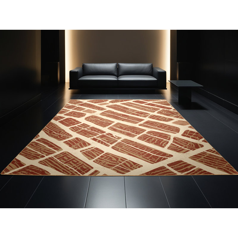 Tapis brun moelleux moelleux à motif rustique Acheson, 5 x 7