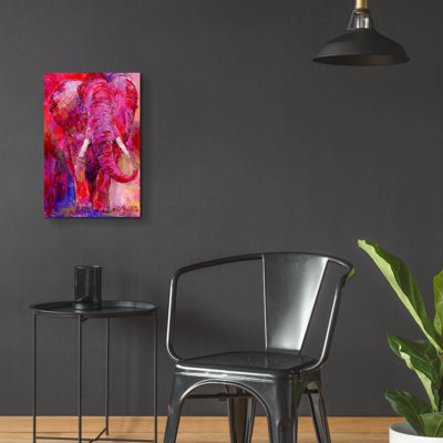 Bungalow rose «Pink Elephant» par Richard Wallich, art mural en verre acrylique