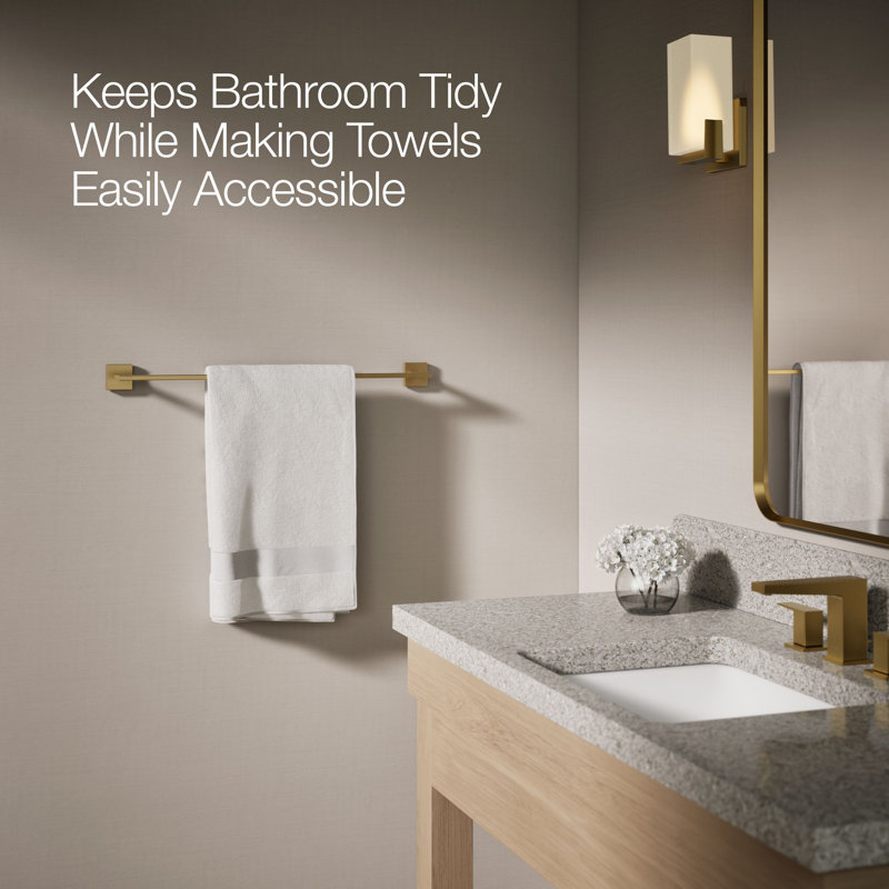 Square Towel Bar, 24"W, Vibrant Brushed Moderne Brass