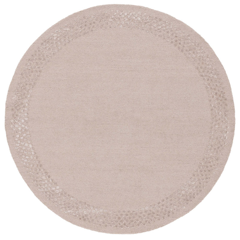 Elick Hand Tufted Wool/Viscose/Cotton Solid Color Rug in Beige, Square 6'