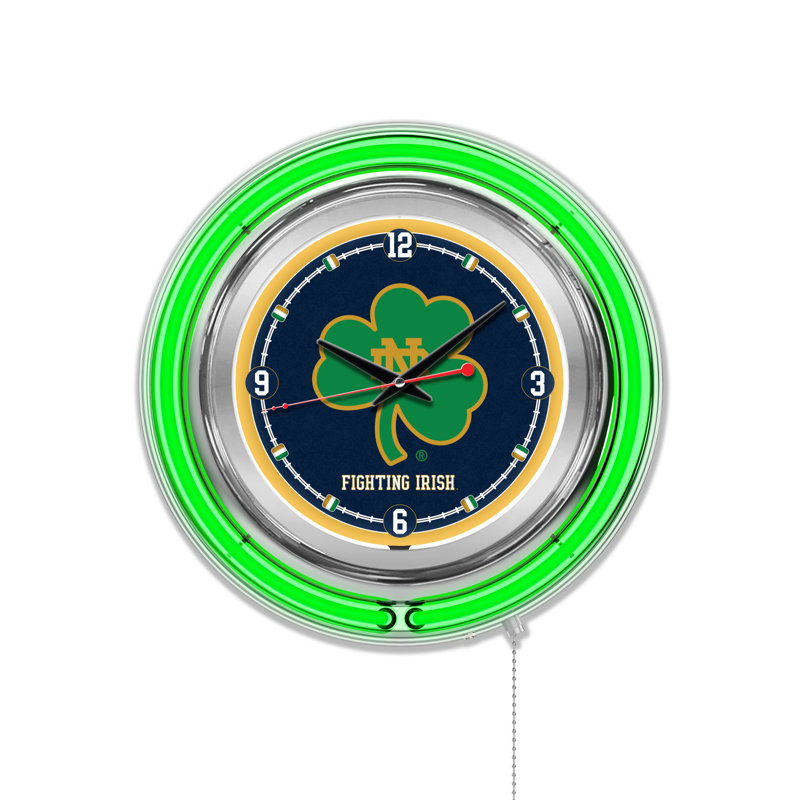 Horloge murale 15 po NCAA, Notre Dame - Shamrock