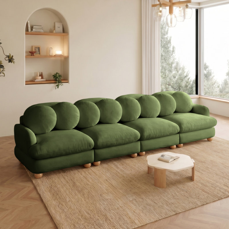 Grand sofa modulaire en coin, Green Chenille