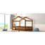 Structure de lit en bois pleine grandeur avec clôture, noyer, pour, adolescents, pin, espace de jeu et de sommeil, conception semi-fermée en noyer de pin, aire de repos, espace de repos-105350622-105350616