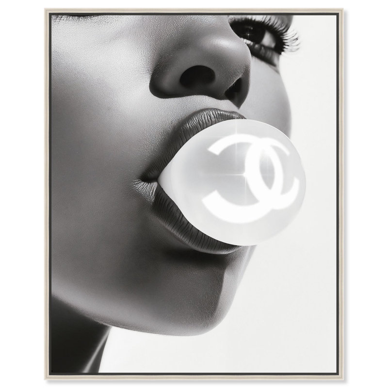 Impression sur toile Bubble Gum Pop par Art Remedy, H 37 po x l 31 po, Cadre flottant doré