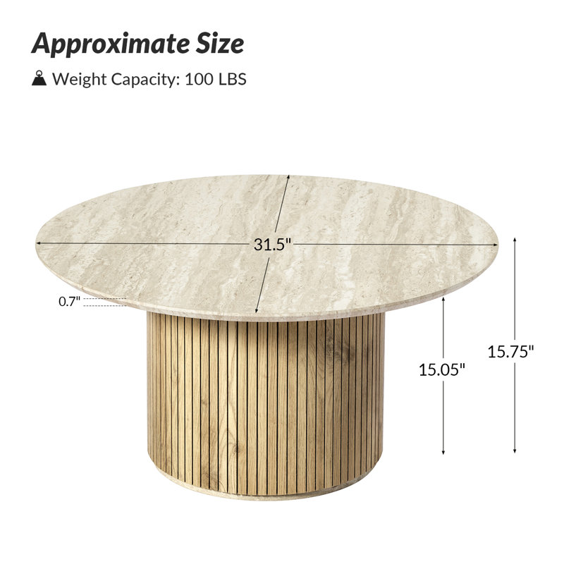 Table basse ronde en bois manufacturé Marrina, Limette