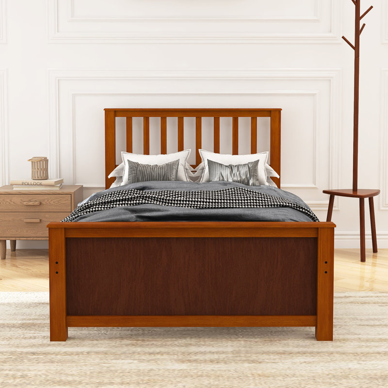Twin Size Wood Platform Bed, Brown