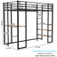 Lit simple en fer noir avec rampe et bureau en forme de L pour la chambre des jeunes, robuste et peu encombrant-85549234