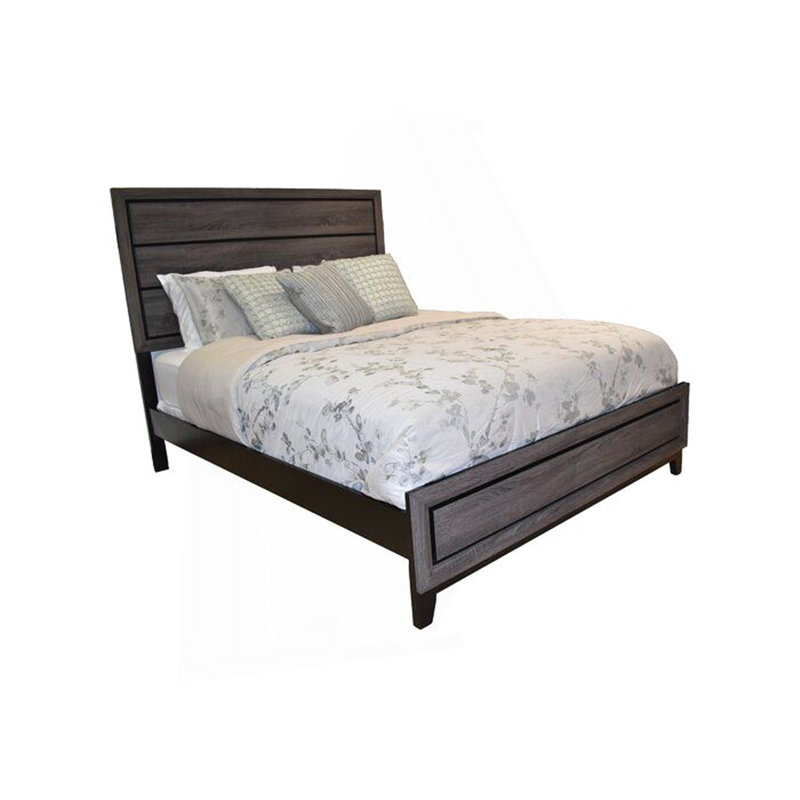 Grand lit contemporain en bois gris