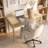 47''W Solid Wood Base Writing Desk with  2- Large Storage Drawer, Arc-shaped Table Corner Design For Home And Office-987421076