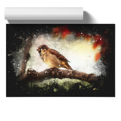 Sparrow Bird Paint Splash - Frameless Print