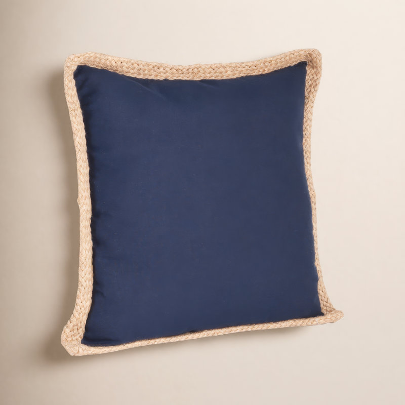 Camelia Cotton Reversible Throw Pillow, Navy Blue