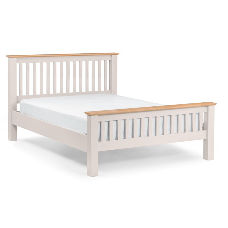 Port Mahon Solid Wood Bed, Double (4'6), Oak/Grey