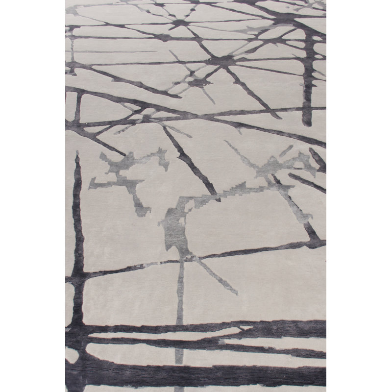 Space Age Handmade Wool Geometric Area Rug, Rectangle 6' x 9'