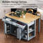 47" Rubber Wood Kitchen Island With Extendable Table, Storage Rack, Drawers, Cabinets & Built-In Power Outlet, Grey Blue-398403432