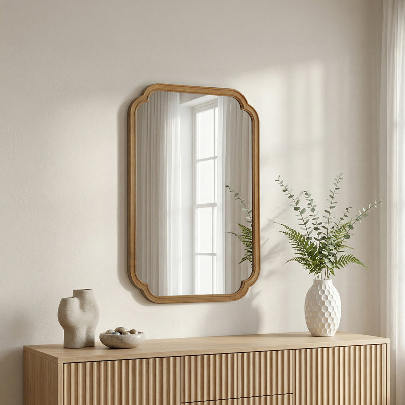 Miroir mural Ali, 36 po x 24 po, 1, Bois naturel
