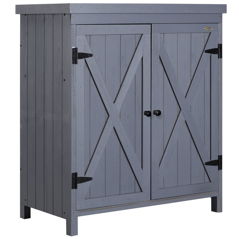 Remise à outils extérieure avec toit galvanisé - Armoire grise pour ranger les outils de jardin et de piscine