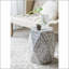 16 x 14 x 18 po, tabourets de jardin hexagonaux, table d'appoint unique Capiz, noir / blanc