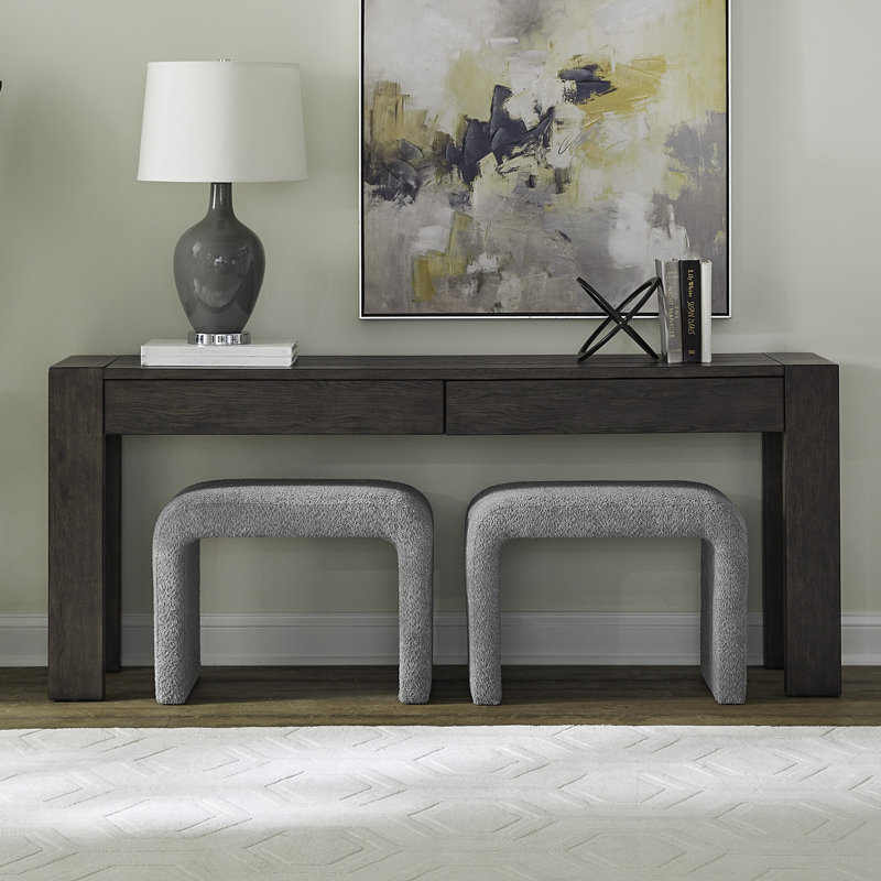 Trenea Console Table w/ 2 Upholstered Stools Set