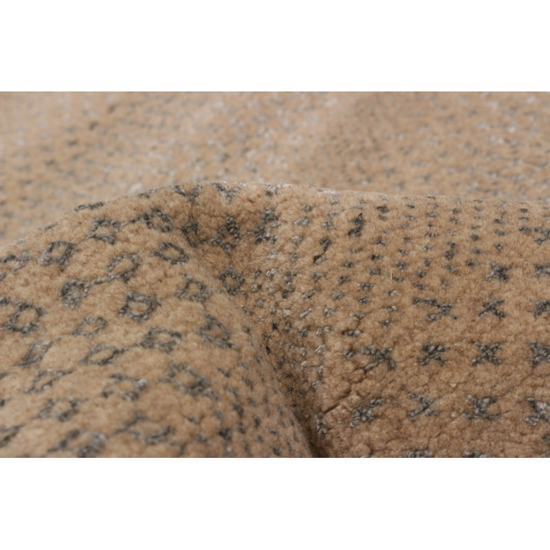 Tapis brun clair en soie 9 pi 0 po x 11 pi 11 po