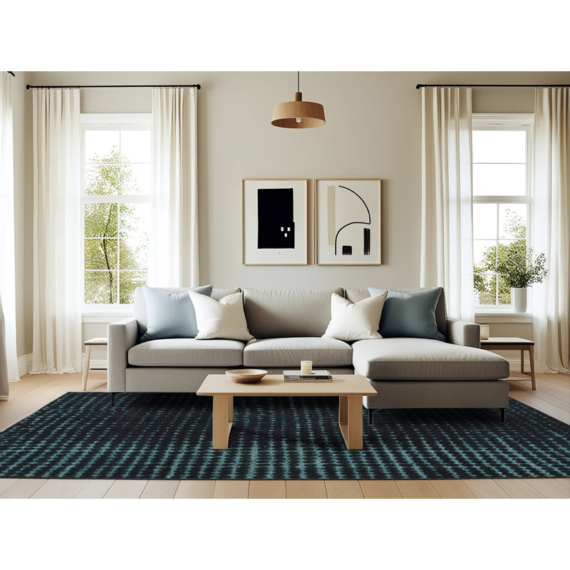 Wool Abstract Indoor Rug, Rectangle 6' x 9'