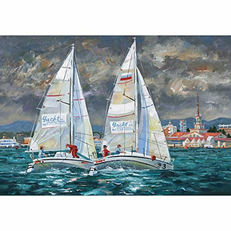 Magnifique voilier sur la mer, murale, L 100 po x l 144 po