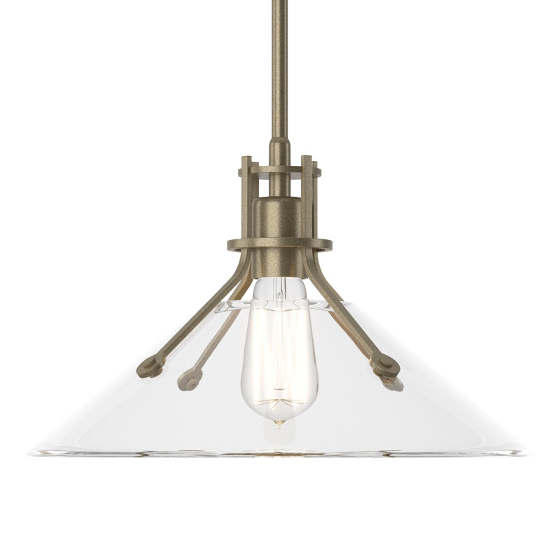 Luminaire suspendu conique à 1 lumière Henry, Or doux, Transparent, H 56,3 po x l 14,4 po x P 14,4 po