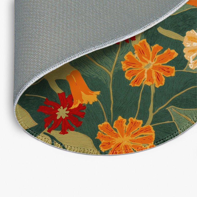 Tapis d'intérieur et d'extérieur brun Botanical, Rond 5 pi