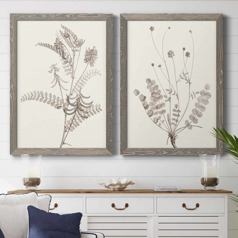 «Neutral Botanical Study VIIP», reproduction d'art encadrée - prête à être accrochée, H 37,5 po x l 55 po x P 1,5 po