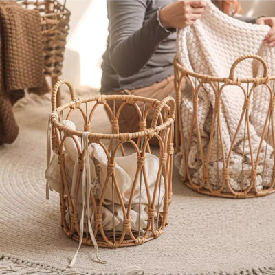 Panier bohémien en rotin à tissage ouvert