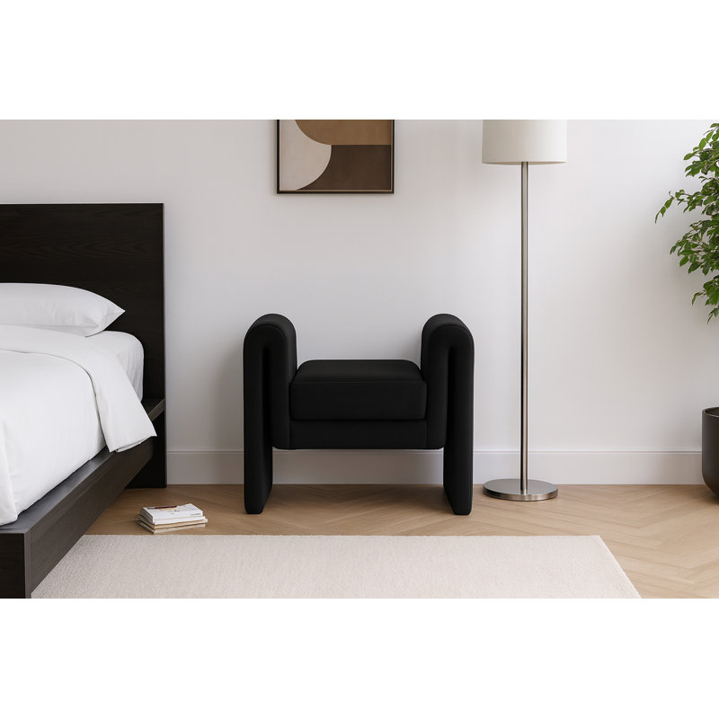 Sloan Upholstered Bench, Black Velvet