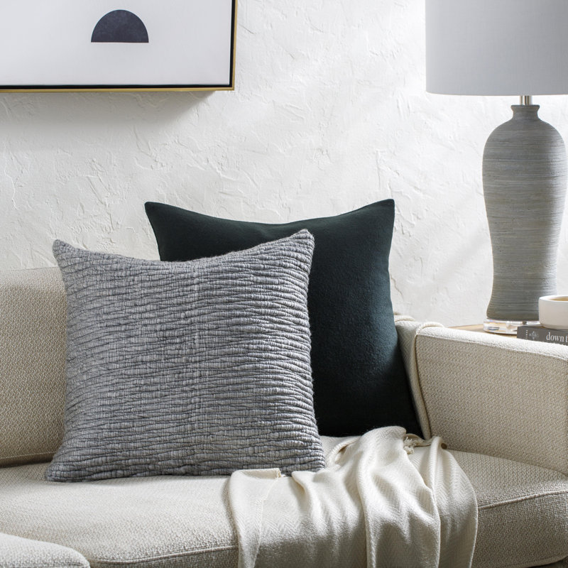 Coussin Elowyn, Housse de coussin seulement - sans coussin, 22 po x 22 po, Gris moyen