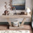 60" Vintage Distressed Wood Entryway Bench, 2-Tier Solid Wood Veneer Storage Cabinet, Rustic Wide Design For Hallway, Living Room And Behind Sofa-866785541