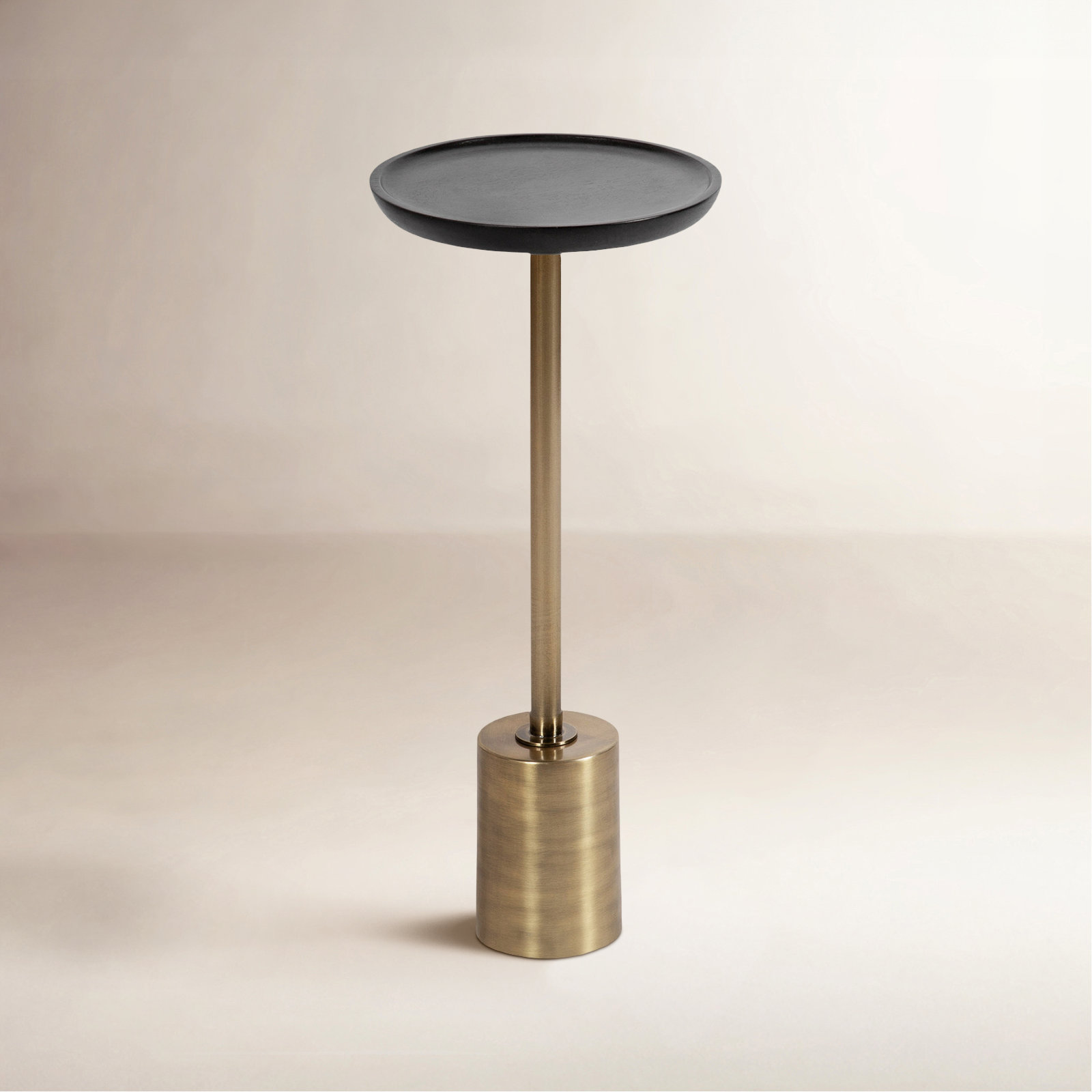 Armengol Solid Wood End Table, Black, Brass, 24'' H X 10'' W X 10'' D
