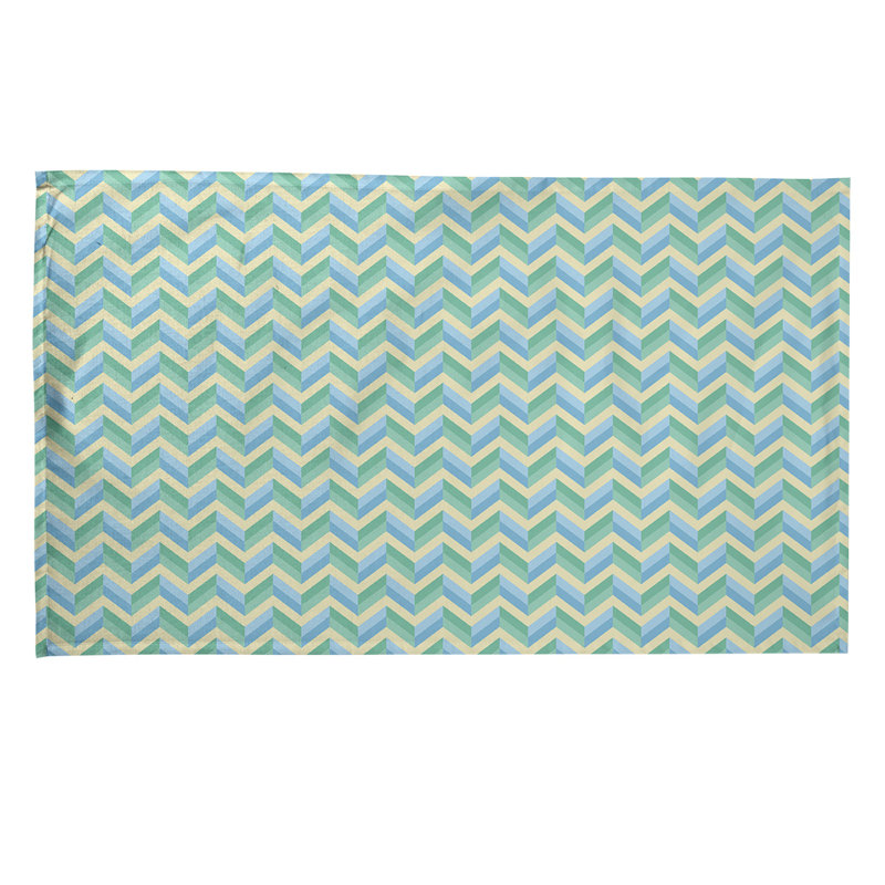 Serviette à thé chevron Mcguigan, Sergé de coton, Bleu marine / bleu / beige
