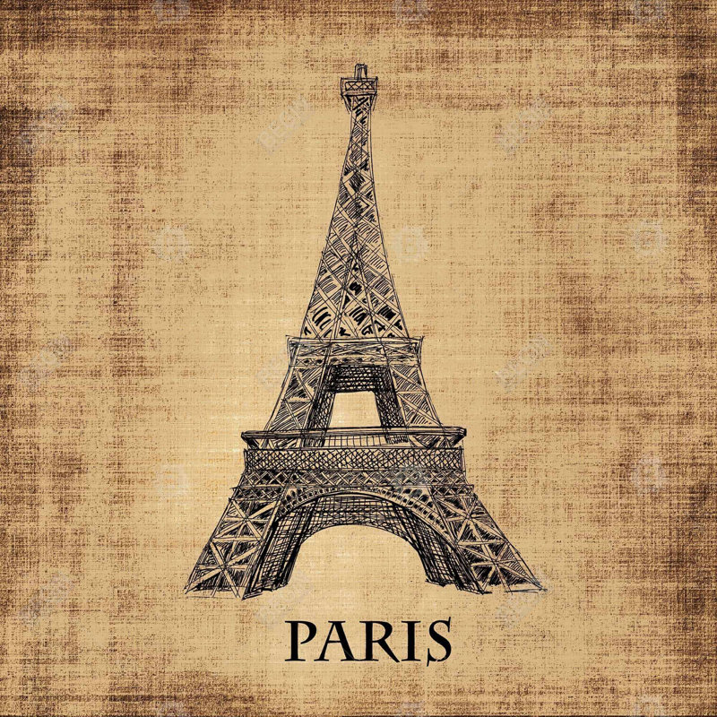 Eiffel Tower Illustration - Framed Canvas for Home Decor