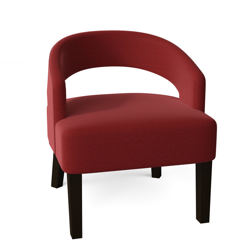 Fauteuil demi-tonneau Carly, Rouge Marlow, Naturel