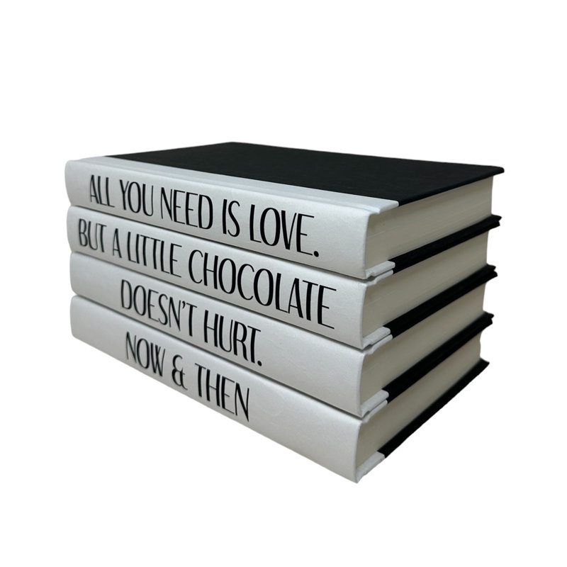 Quote Handmade Decorative Book in Black/White Gray