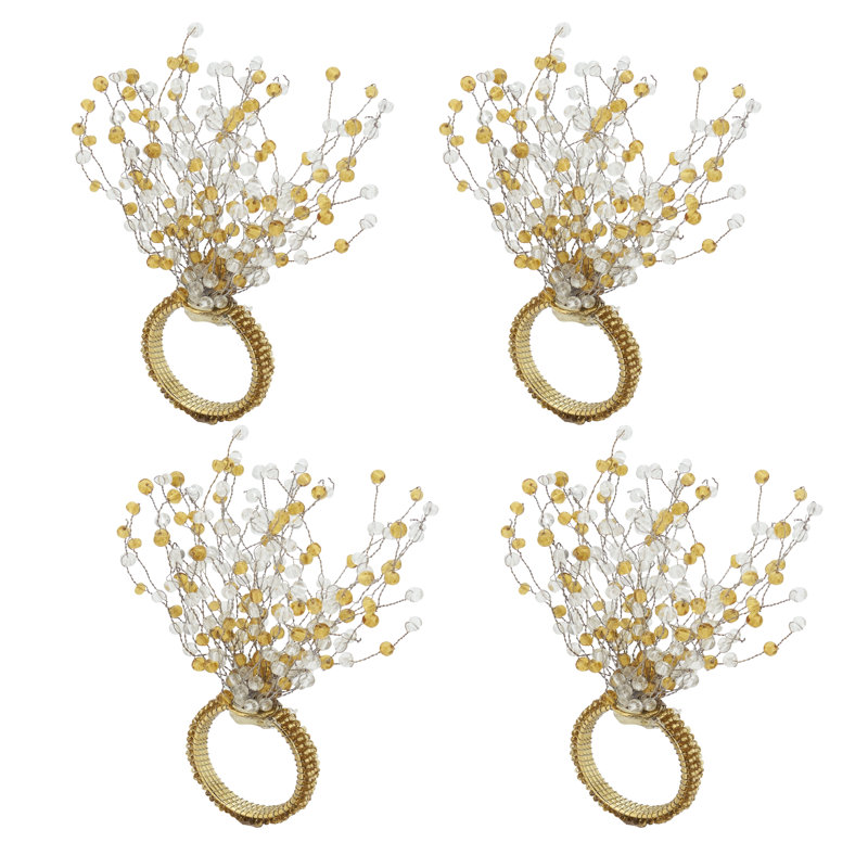 Beaded Design Napkin Ring, Champagne